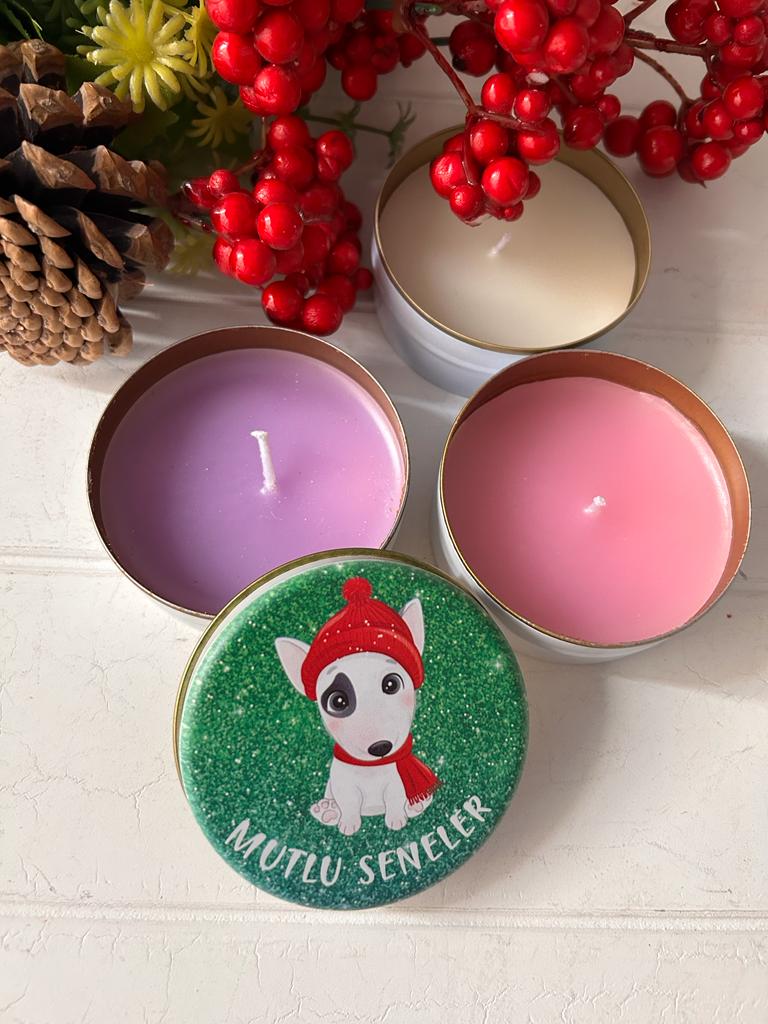 Yılbaşı-Noel-Yeni Yıl Mumlu  Mini Metal Kutu