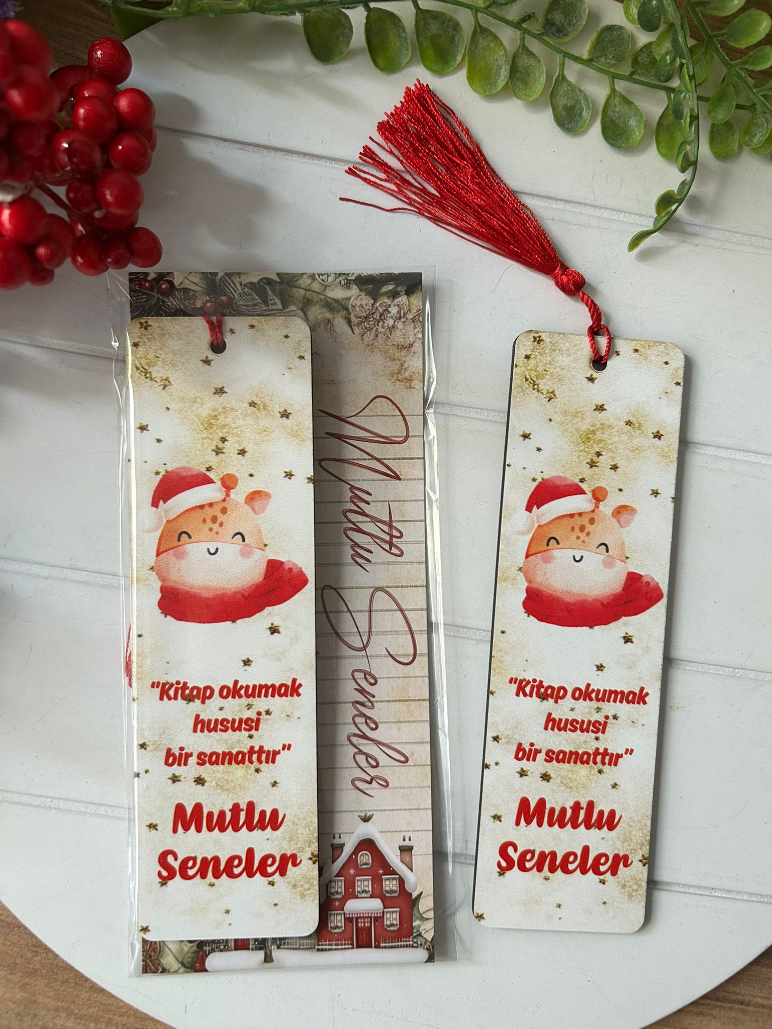 Ahşap Kitap Ayraçları -Noel Yeni Yıl Temalı