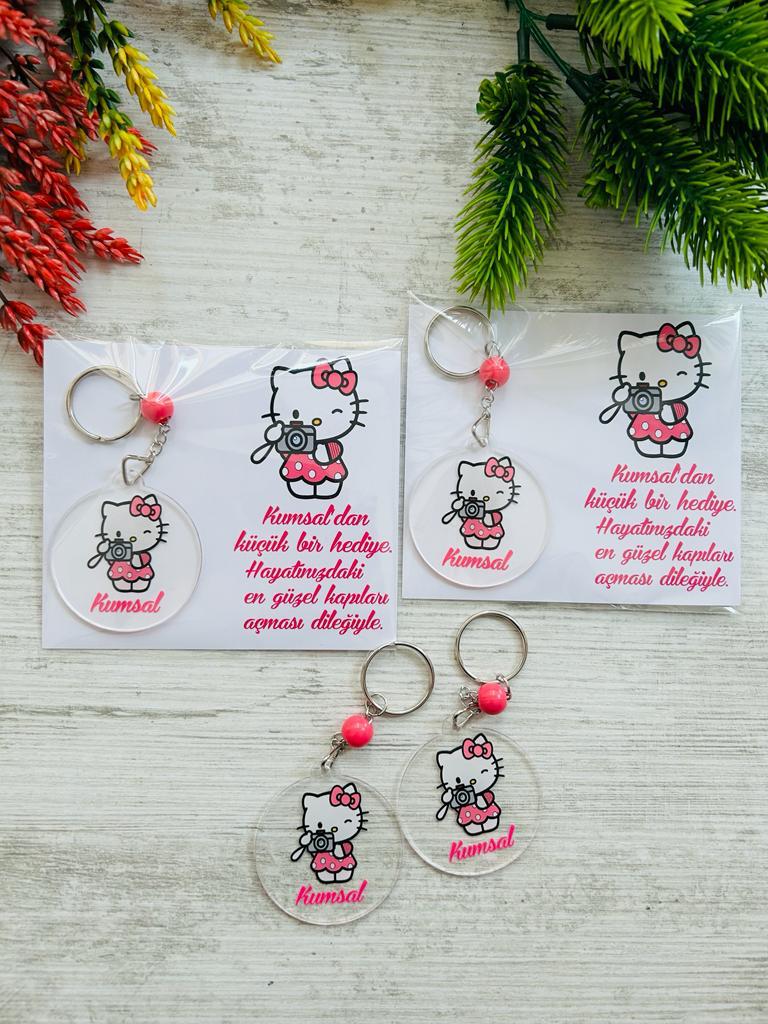 Hello Kitty Temalı Pleksi Anahtarlık