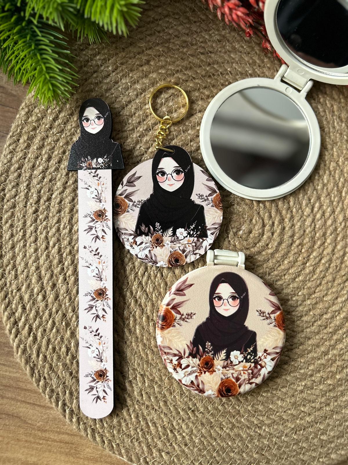Kuran Okuyorum Hediyelik 3 lü SeT ( Büyük boy ayna, ayraç  ve anahtarlık  )