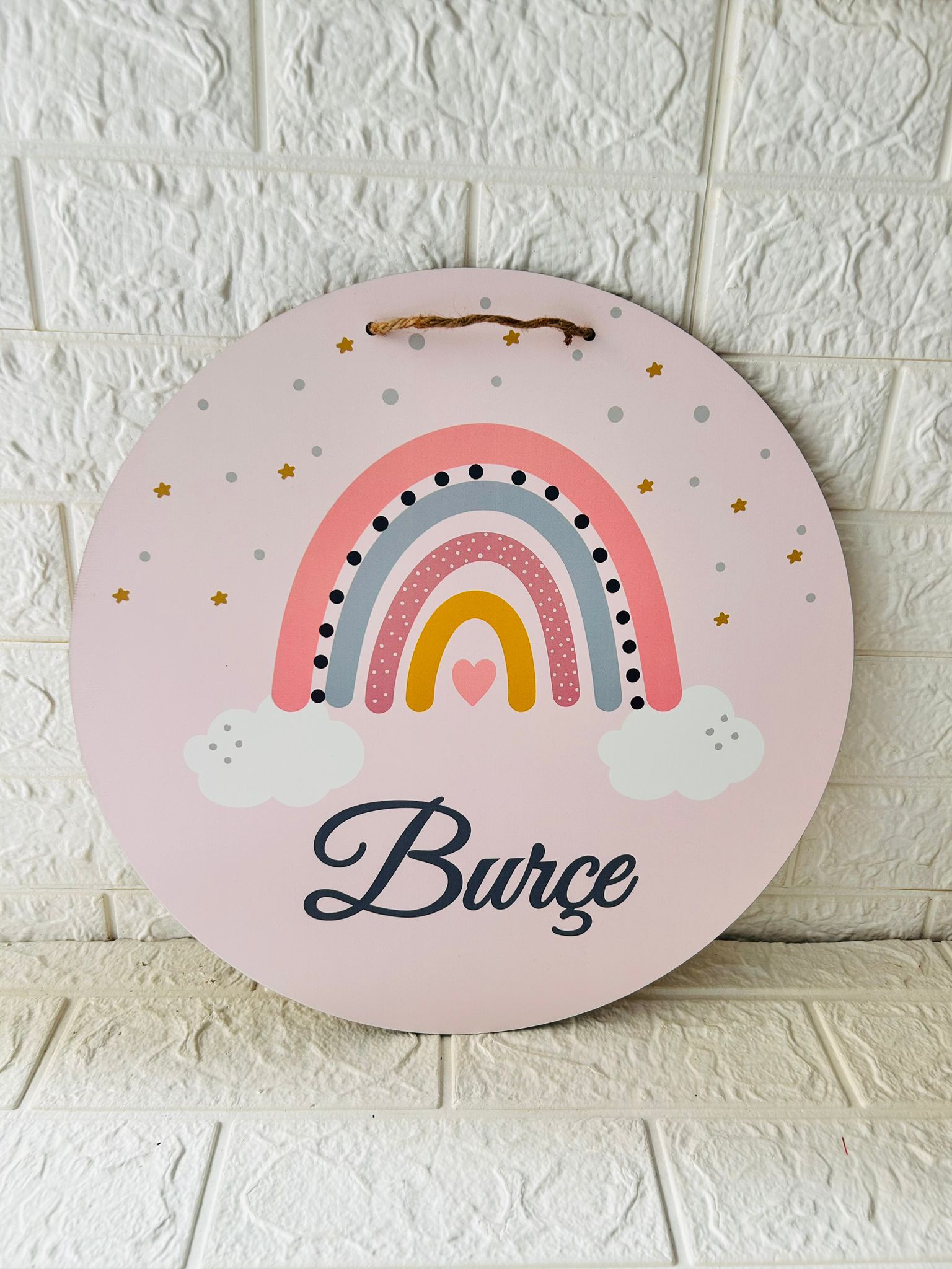 38 cm Ahşap Kapı Süsü-Gökkuşağı