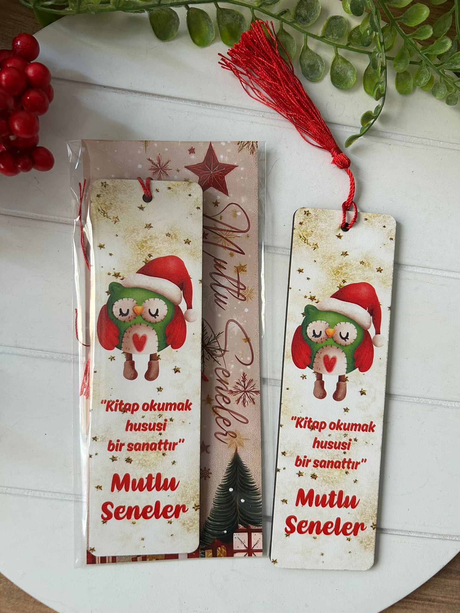 Ahşap Kitap Ayraçları -Noel Yeni Yıl Temalı