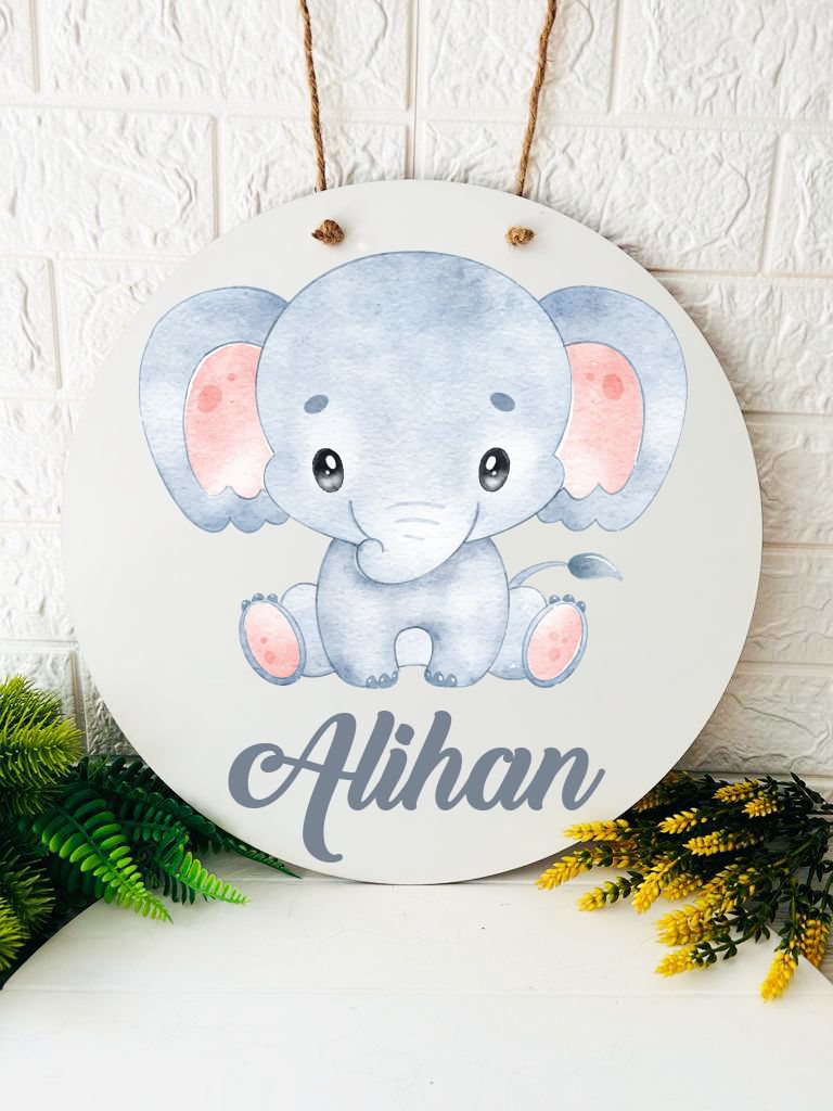 38 cm Ahşap Kapı Süsü- Şirin Fil
