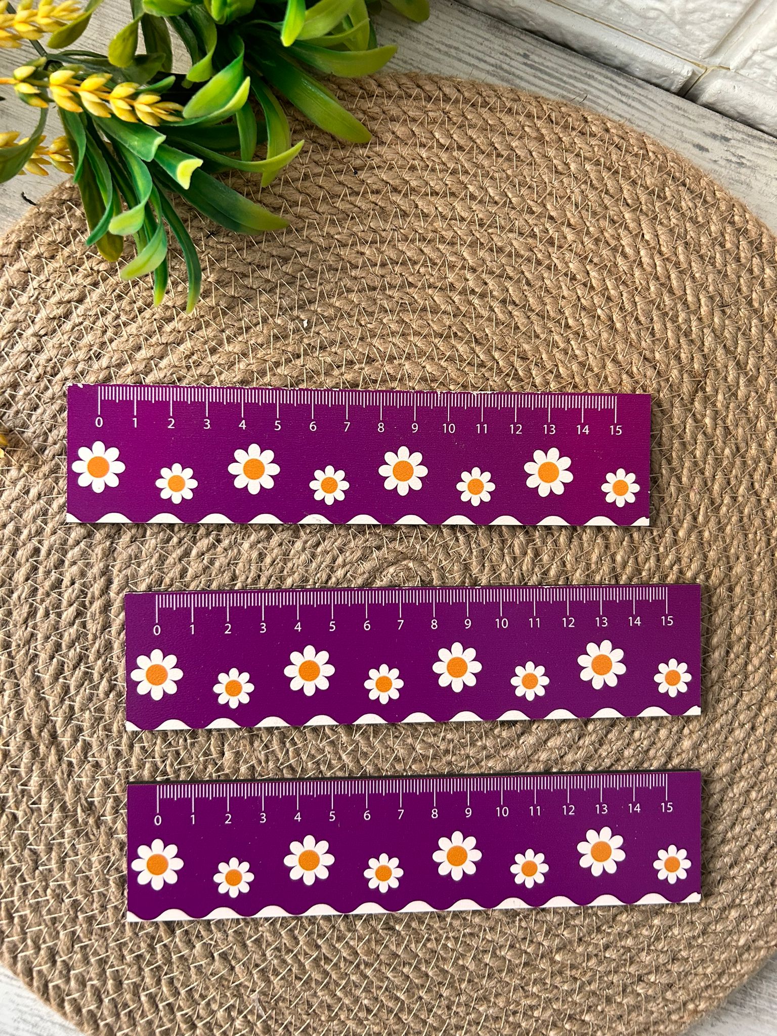 15 cm Ahşap Cetvel  Papatya