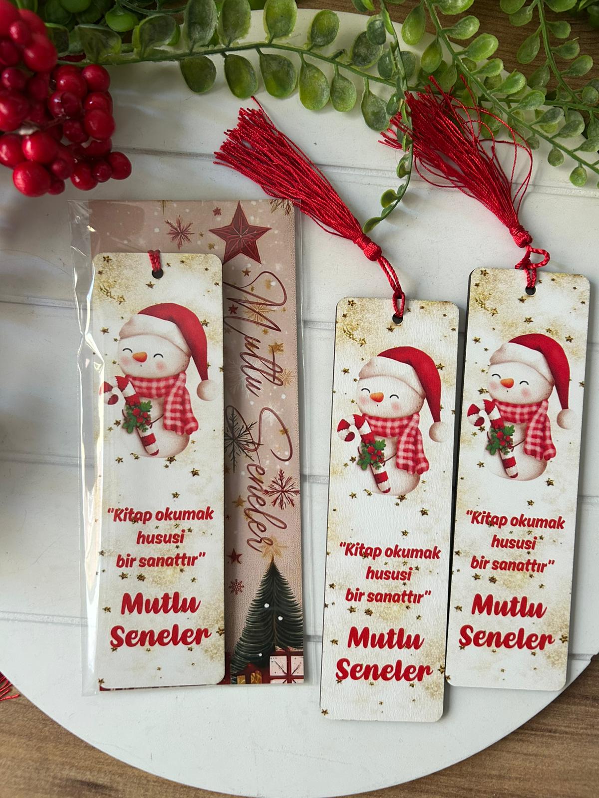 Ahşap Kitap Ayraçları -Noel Yeni Yıl Temalı