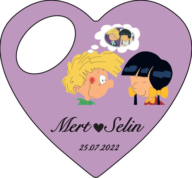 Cedric ve Chen Temalı Kalp Magnet