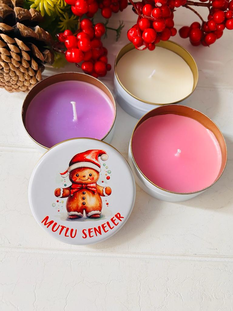 Yılbaşı-Noel-Yeni Yıl Mumlu  Mini Metal Kutu