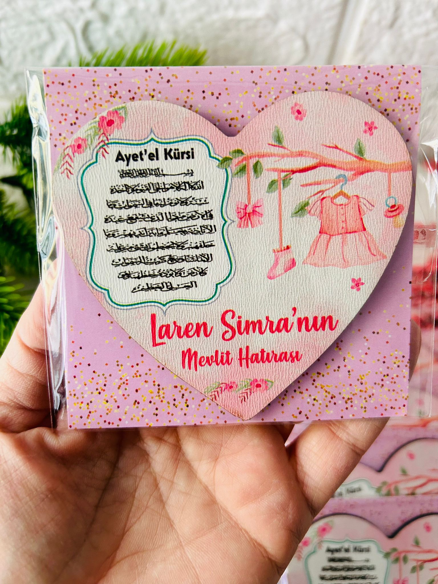 Ahşap Kalp Magnet- Kız Bebek Kıyafeti-Mevlt