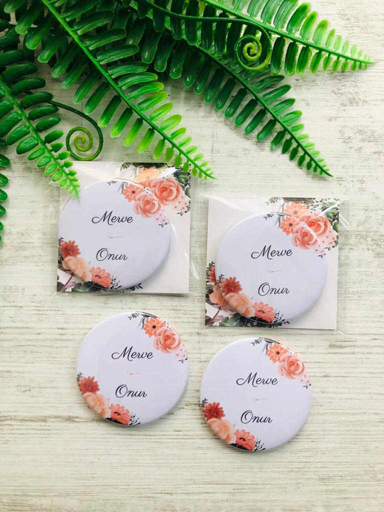 Somon Çiçekli Buton  Açacaklı Magnet