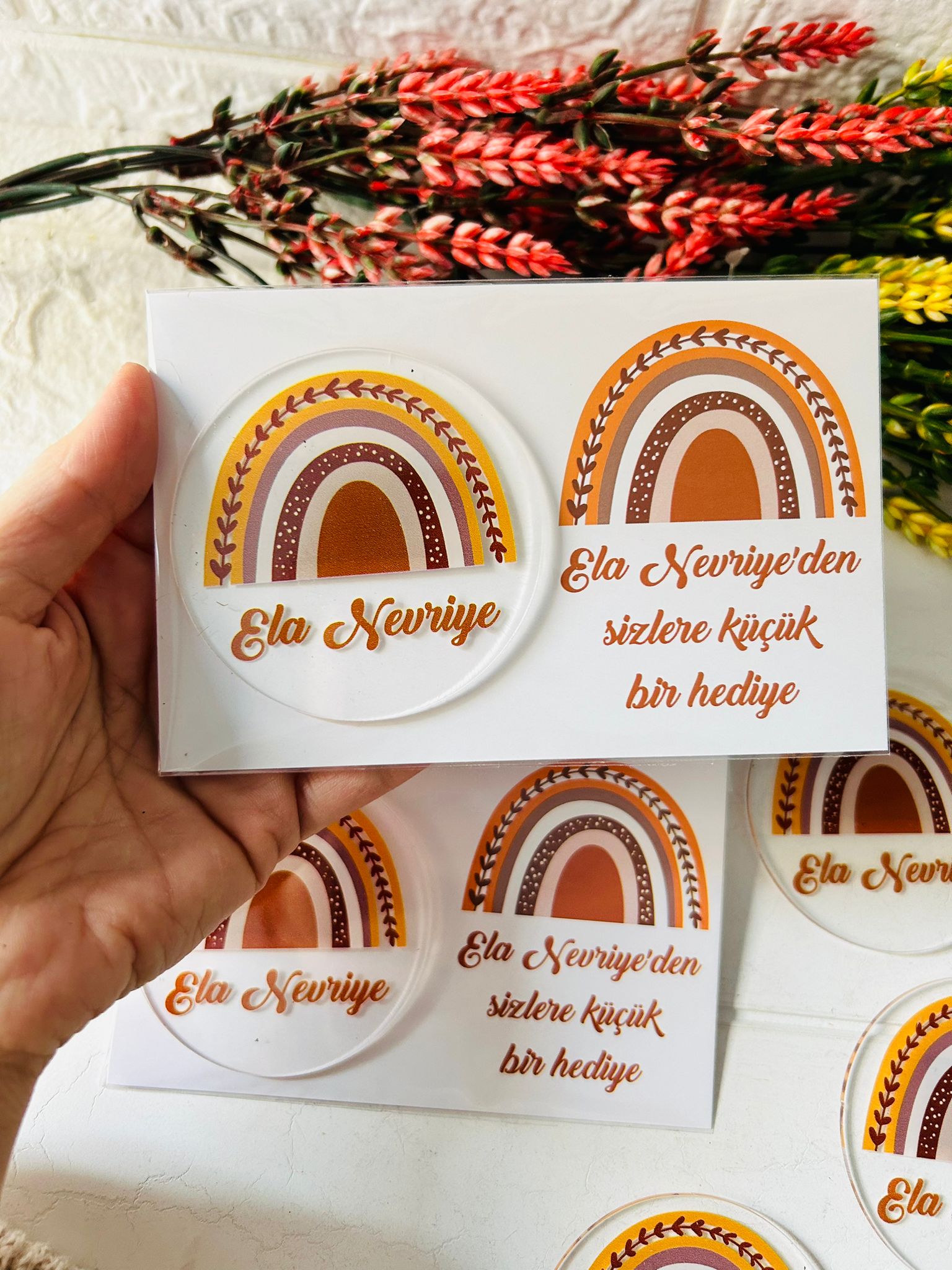 Kahve Bohem Gökkuşağı Temalı Pleksi Magnet