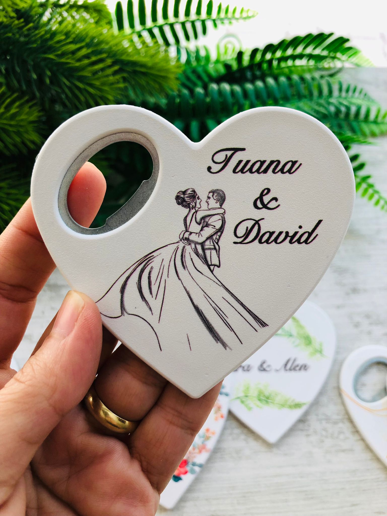 Gelin ve Damat Kalp Magnet