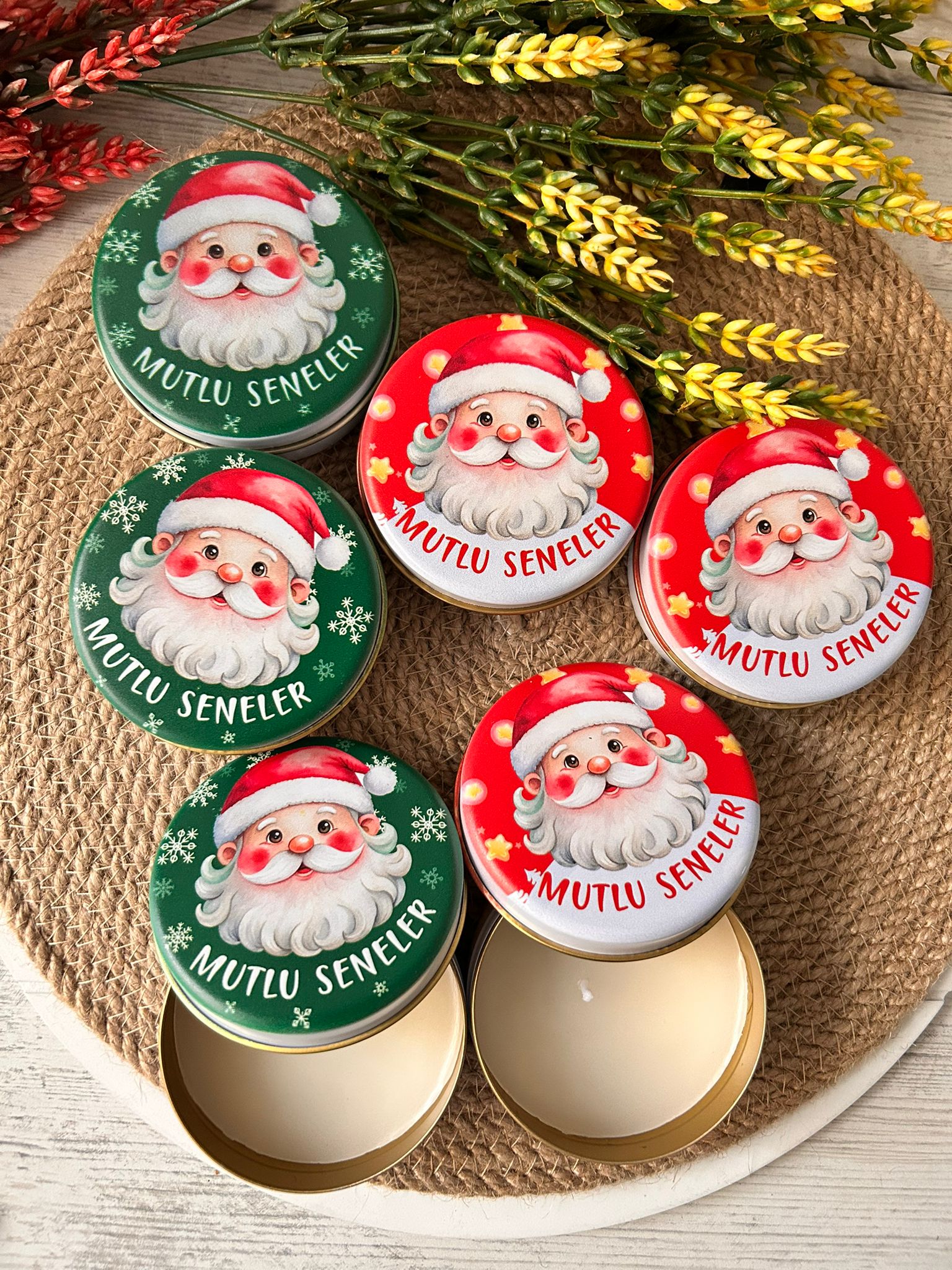 Yılbaşı-Noel-Yeni Yıl Mumlu  Mini Metal Kutu