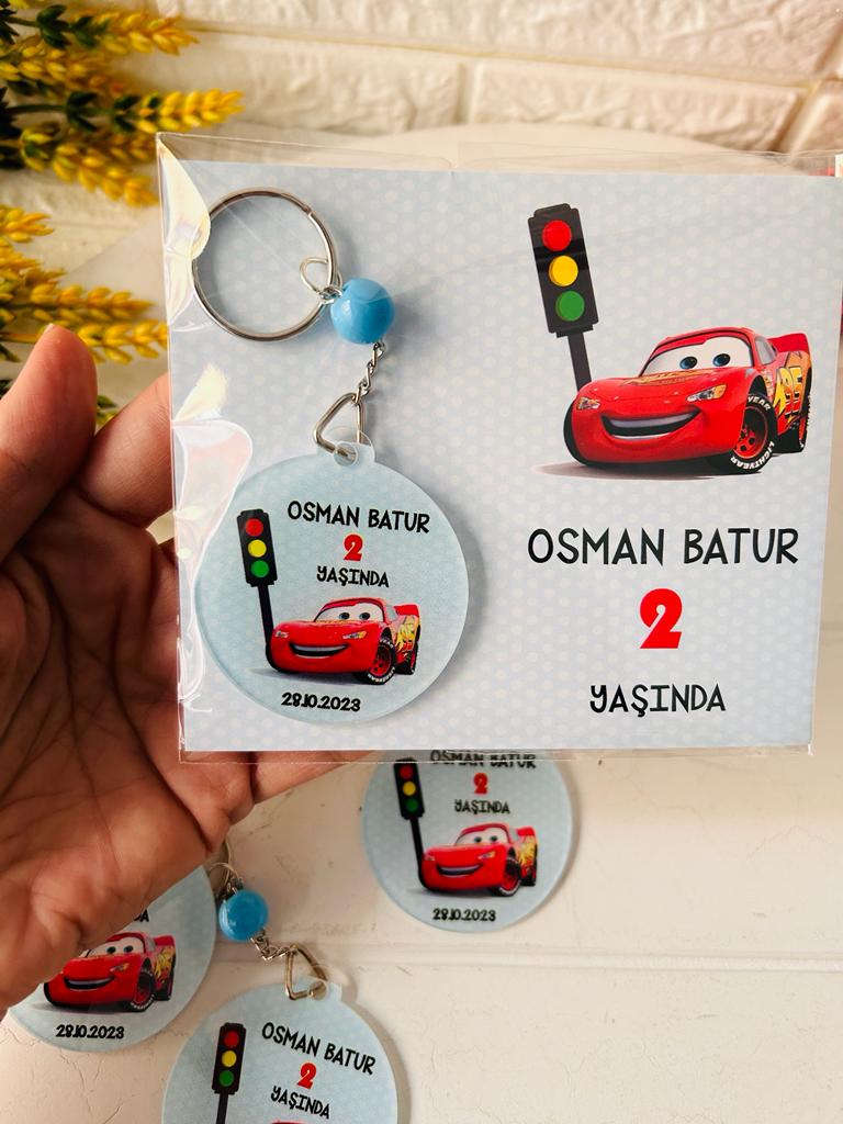 Araba Şimşek Temalı Pleksi Anahtarlık