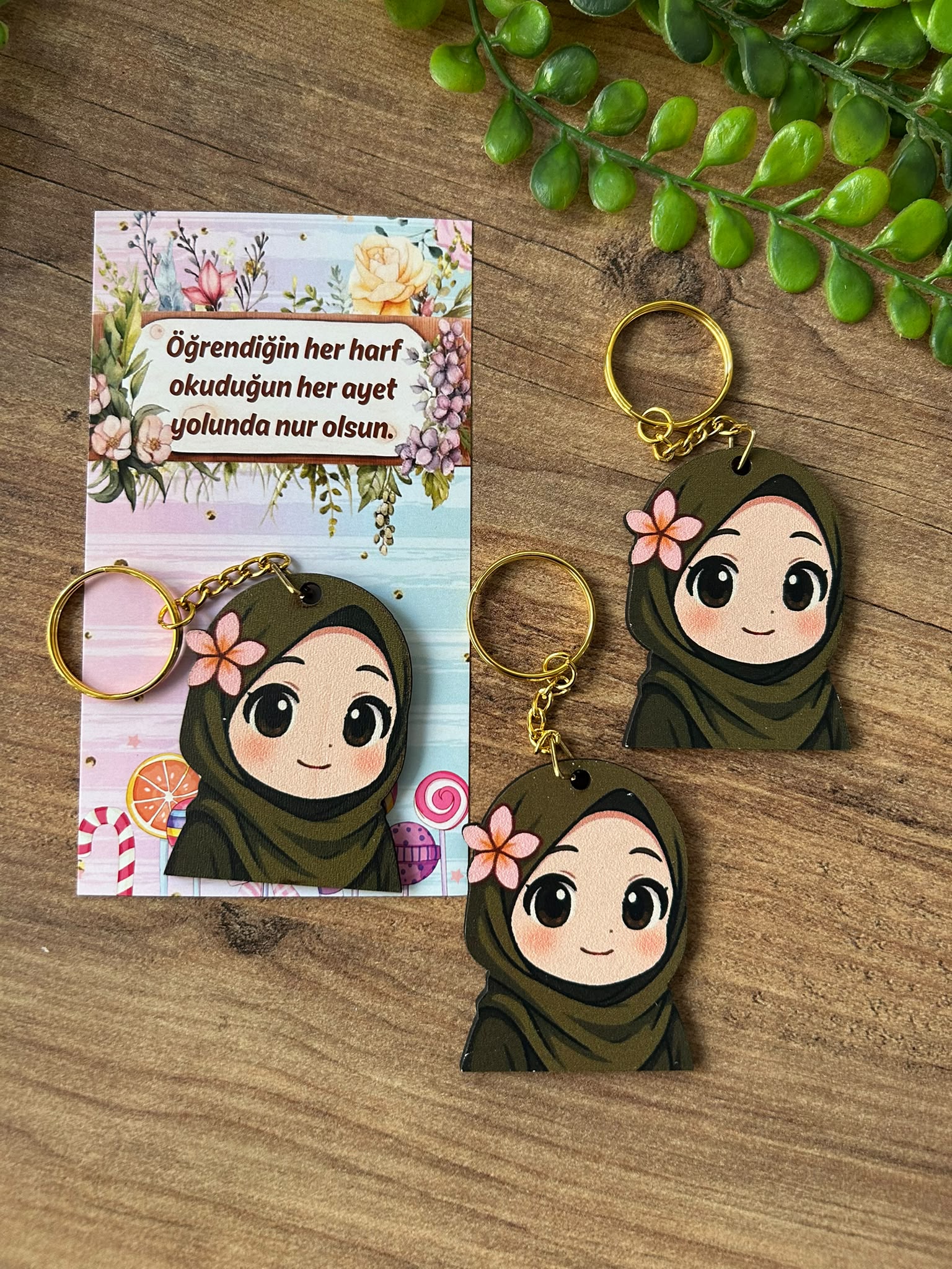 Kuran Kursu Ahşap Anahtarlık