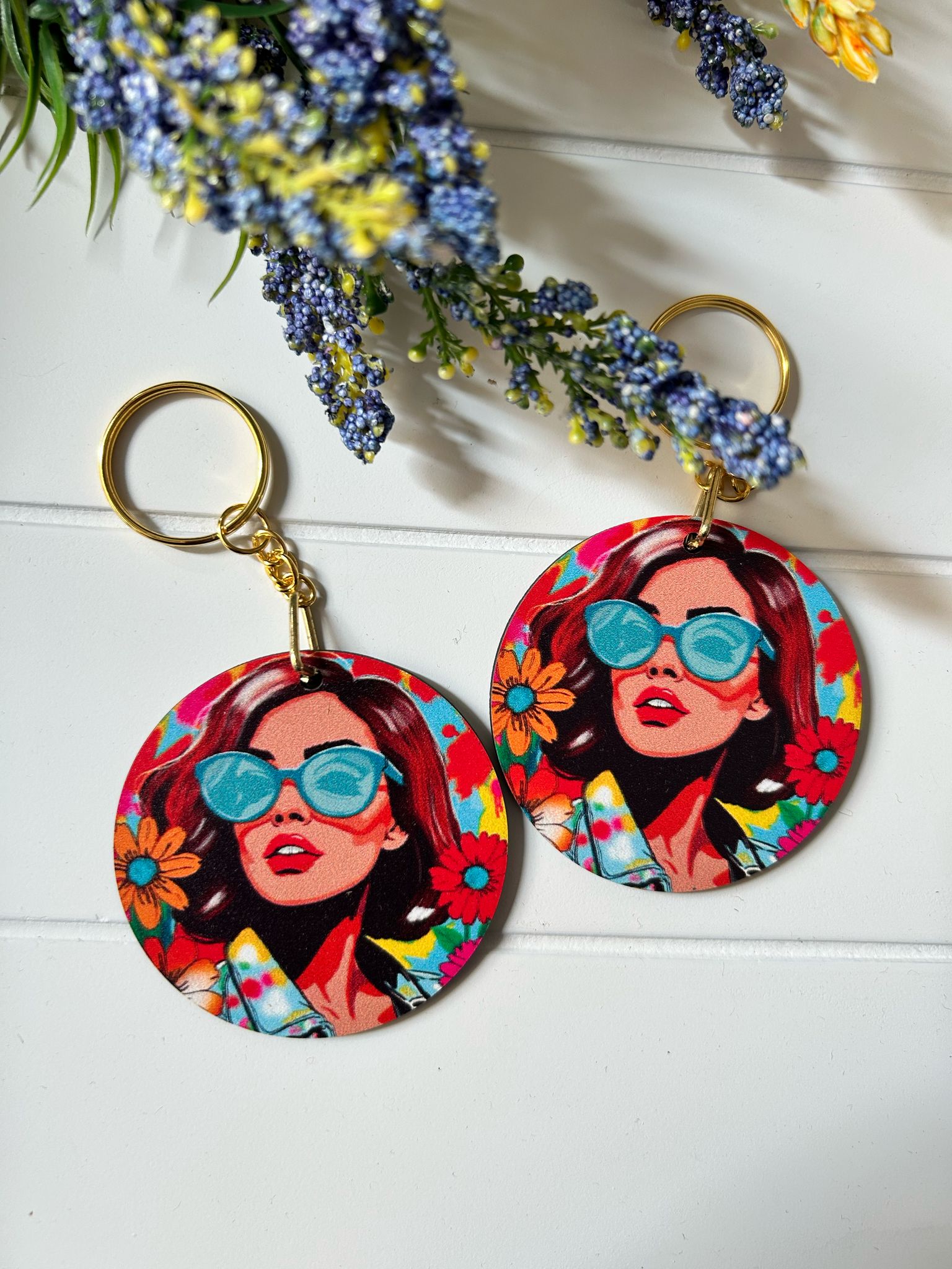 Anne-Kadın-Kız Pop Art  Temalı Ahşap Anahtarlık