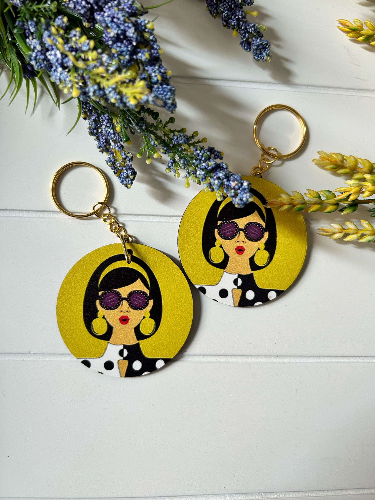 Anne-Kadın-Kız Pop Art  Temalı Ahşap Anahtarlık