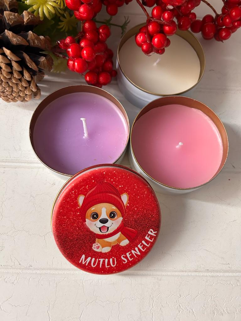 Yılbaşı-Noel-Yeni Yıl Mumlu  Mini Metal Kutu
