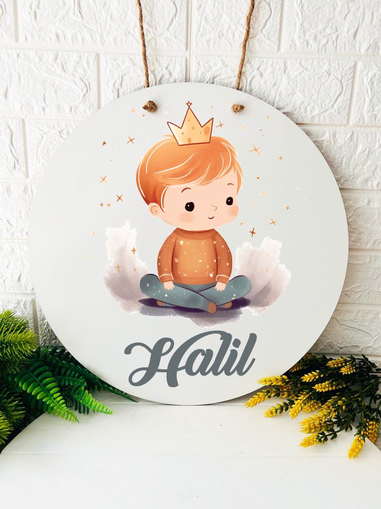 38 cm Ahşap Kapı Süsü- Küçük Prens Temalı