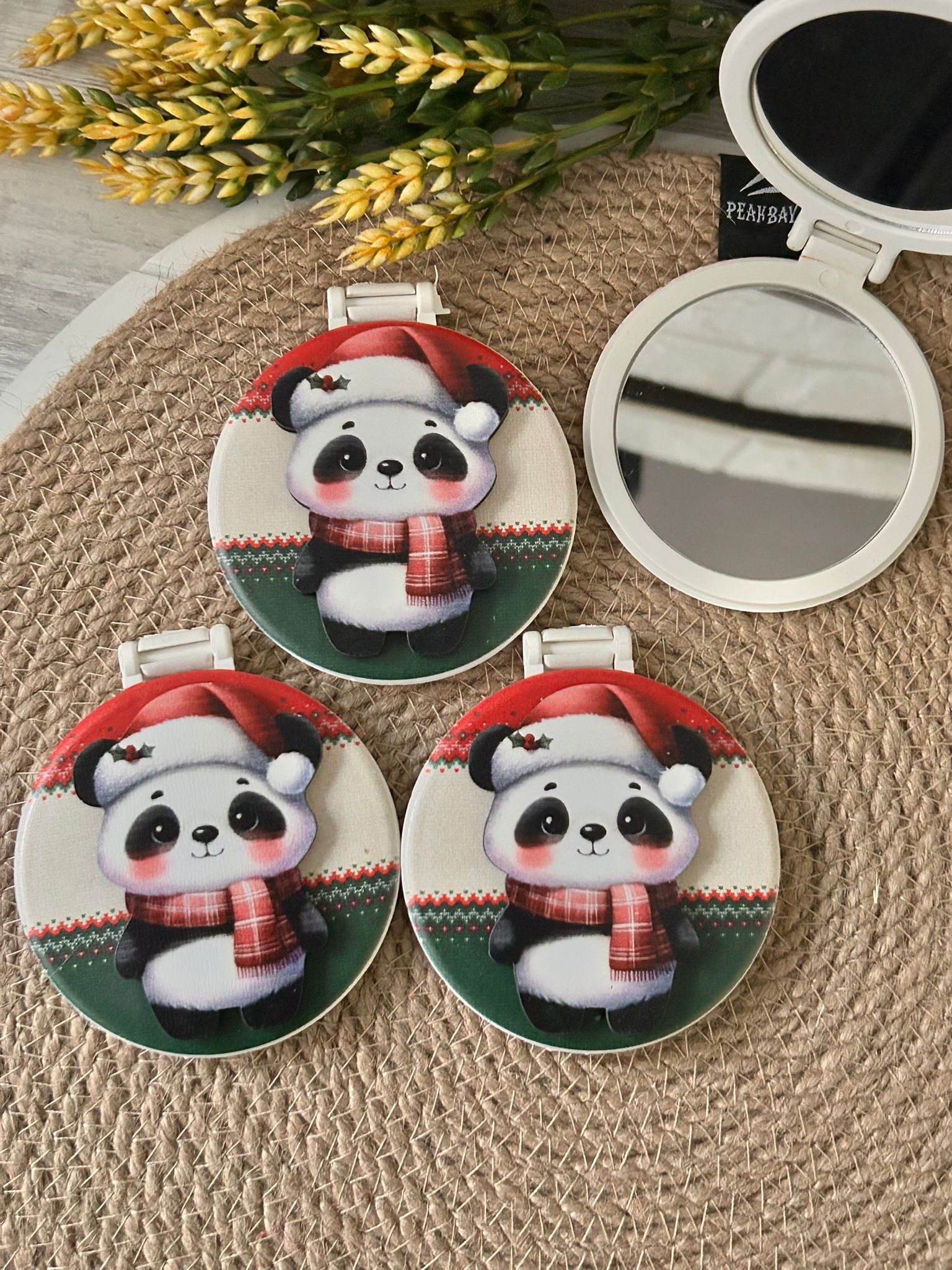 Ahşap Figürlü Ayna  Panda