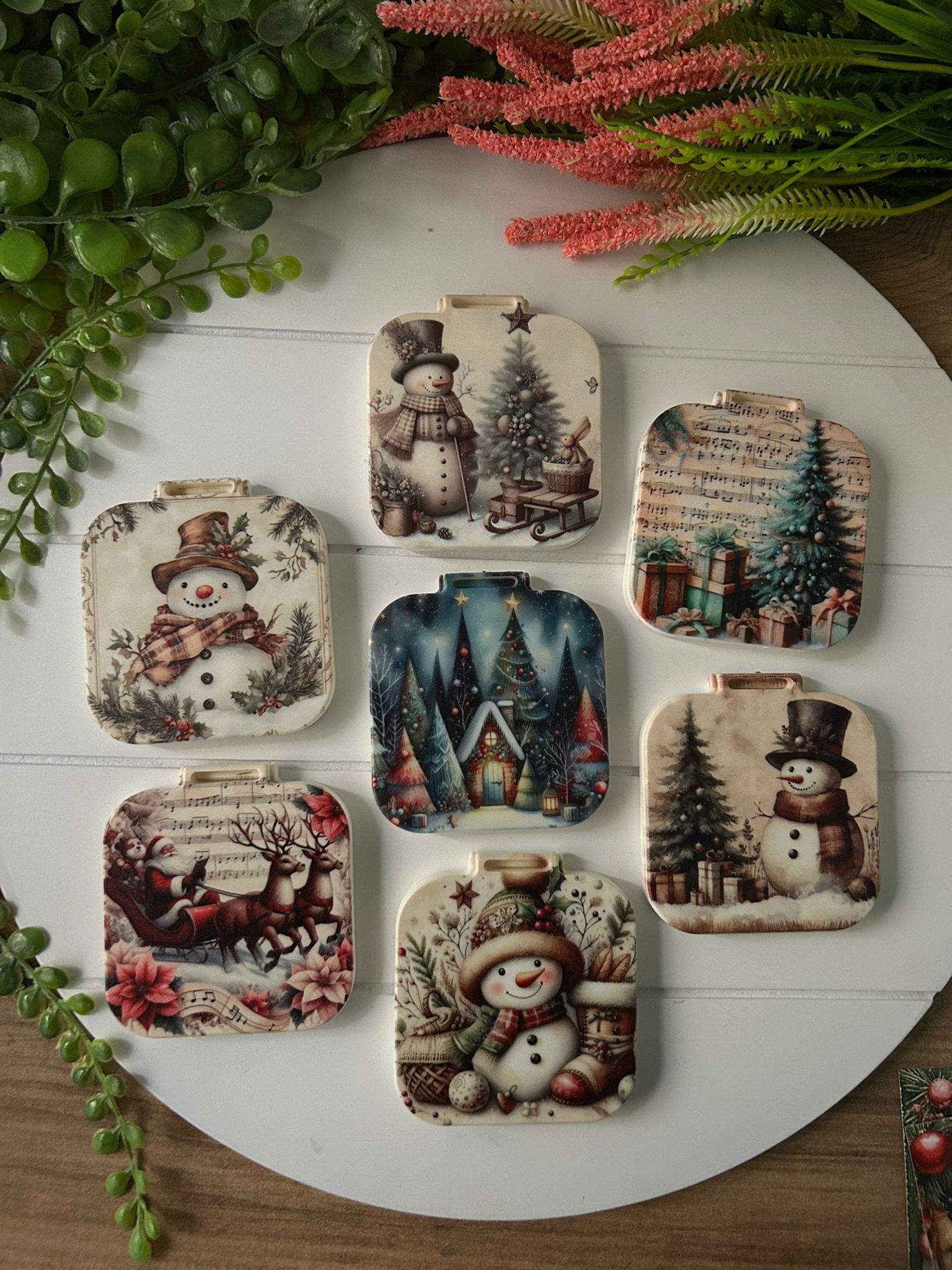 Nostalji Yeni Yıl-Noel-Yılbaşı Kare Ayna (Karışık Yollanır )