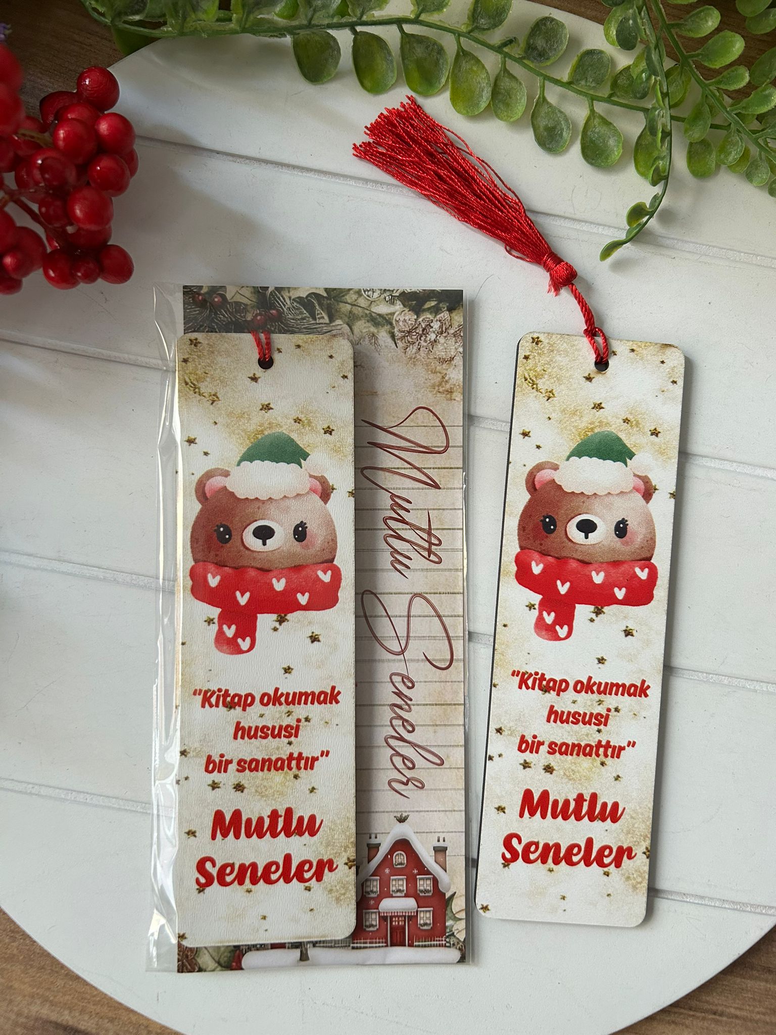 Ahşap Kitap Ayraçları -Noel Yeni Yıl Temalı