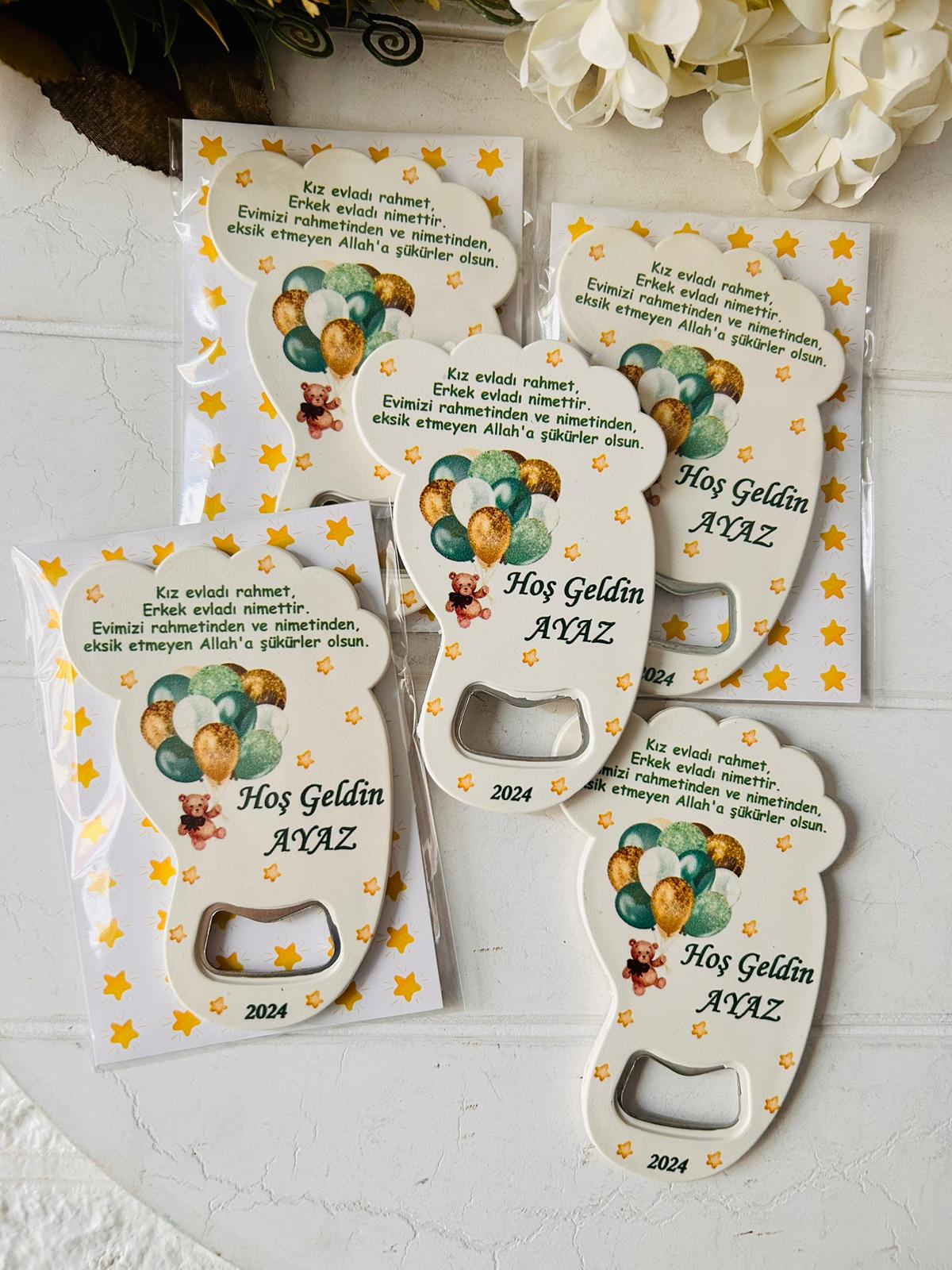 Ayak İzi Açacaklı Magnet  Ayıcık ve Balon