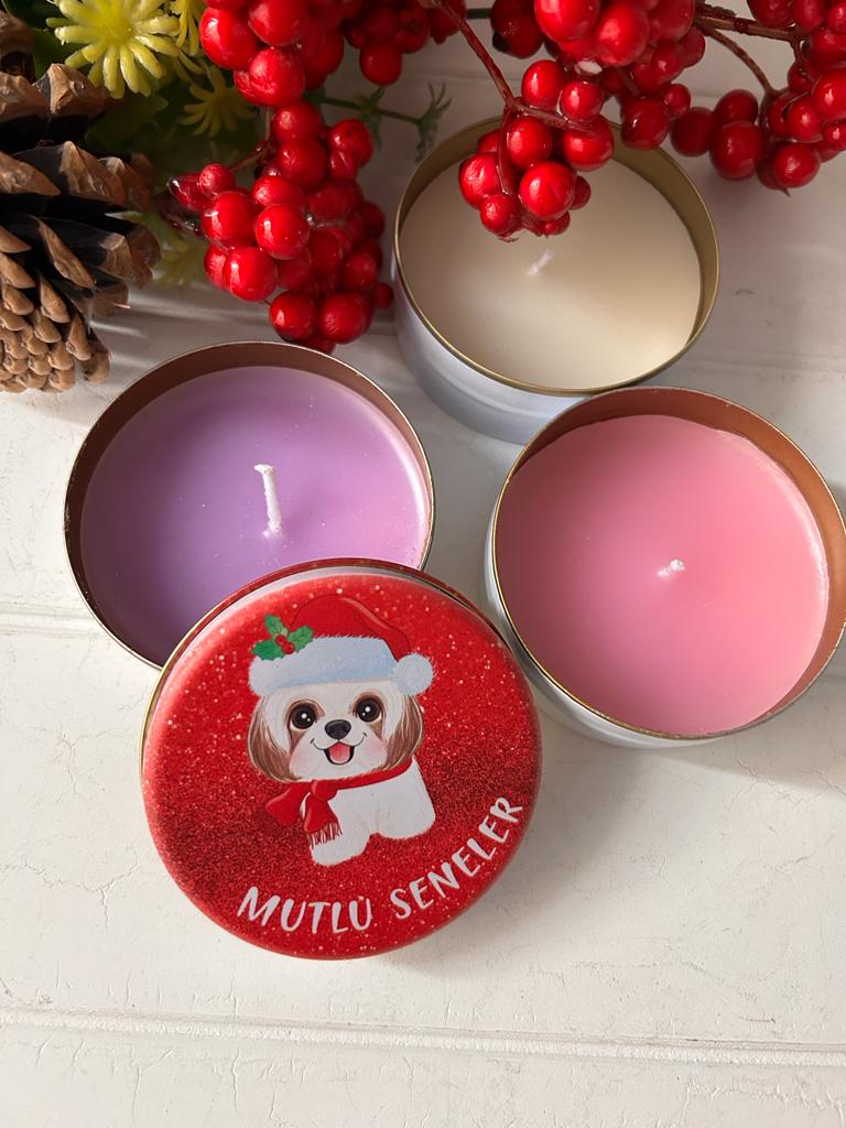 Yılbaşı-Noel-Yeni Yıl Mumlu  Mini Metal Kutu