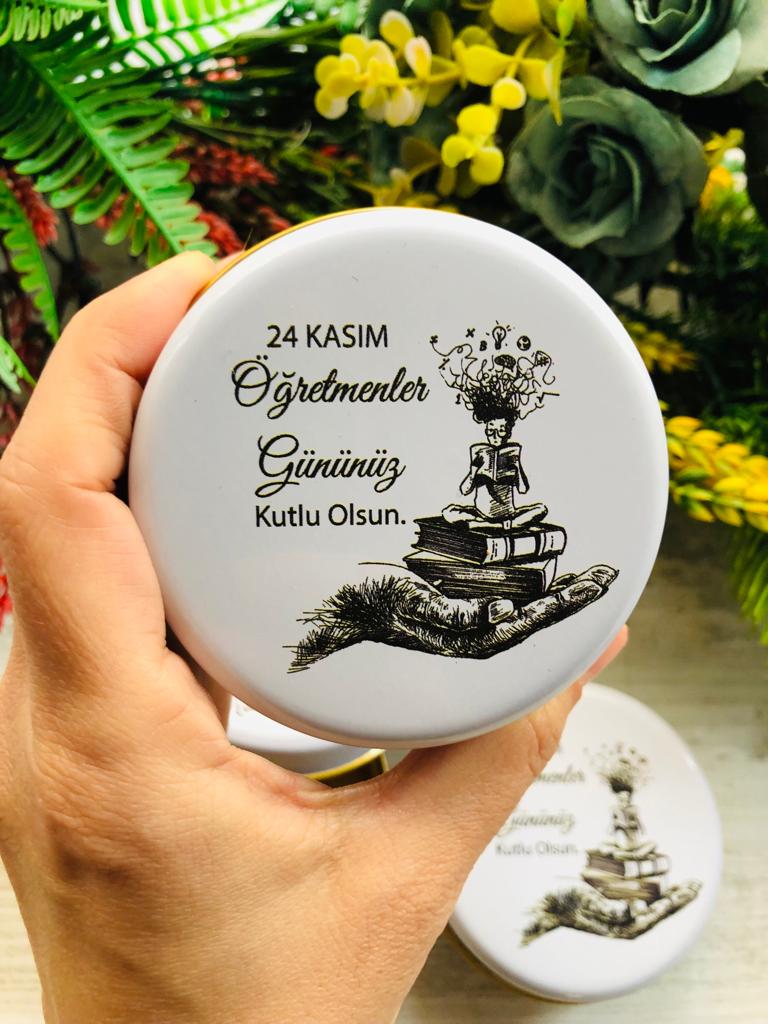 Öğretmenler Günü  Mumlu  Mini Metal Kutu