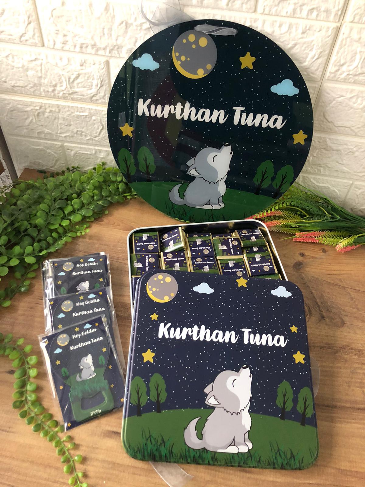 KURT TEMALI  MAGNET+ ÇİKOLATA + BASKILI  KAPI SÜSÜ