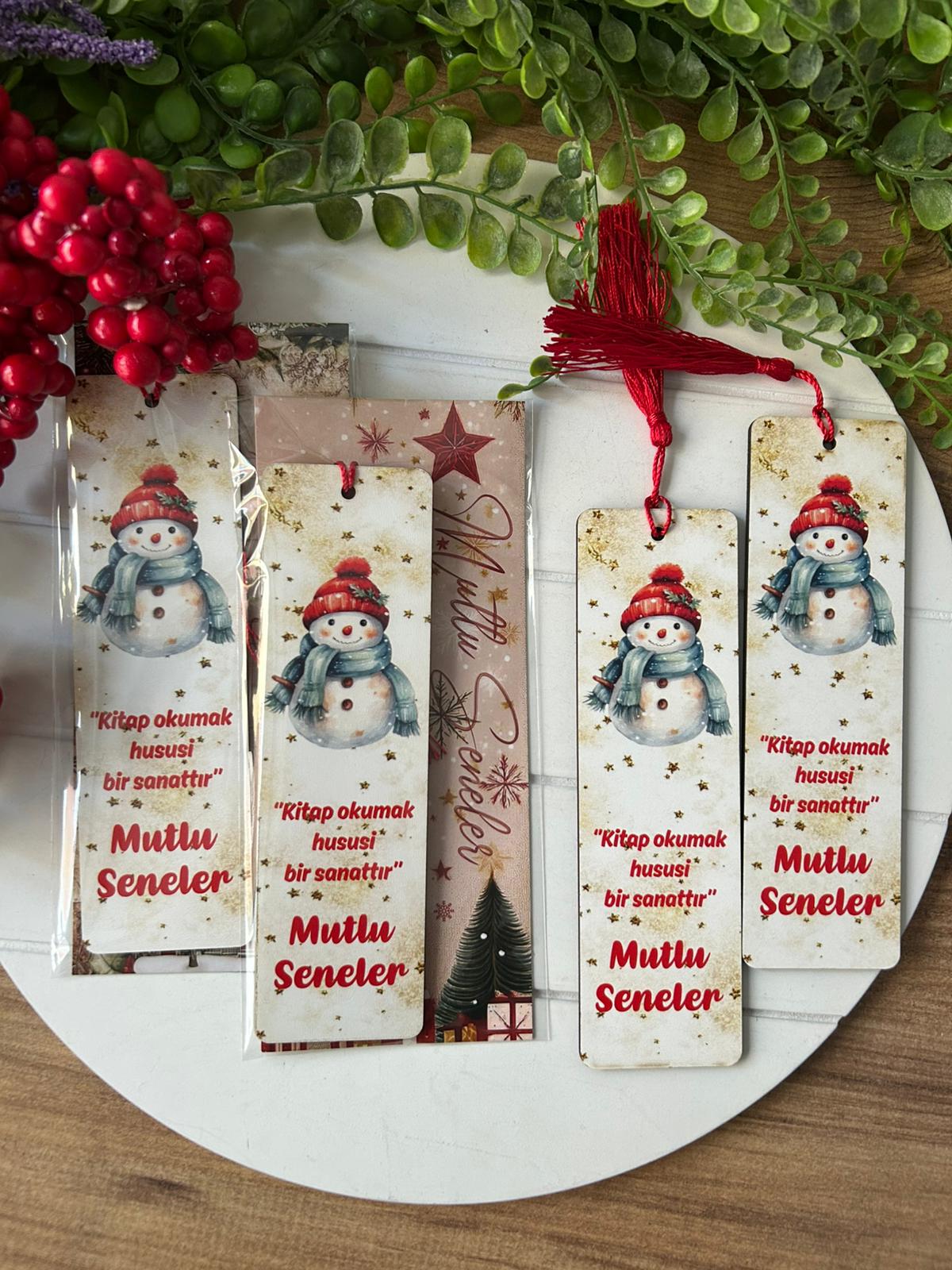 Ahşap Kitap Ayraçları -Noel Yeni Yıl Temalı