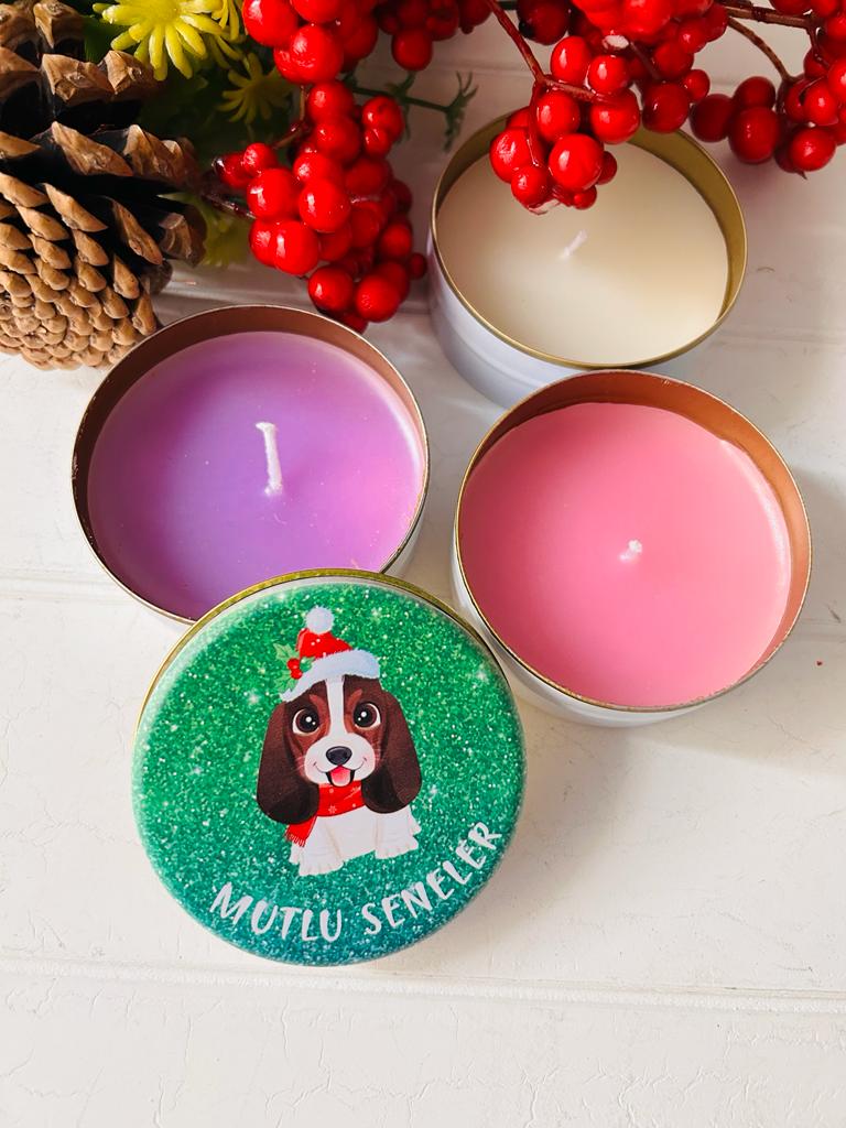Yılbaşı-Noel-Yeni Yıl Mumlu  Mini Metal Kutu