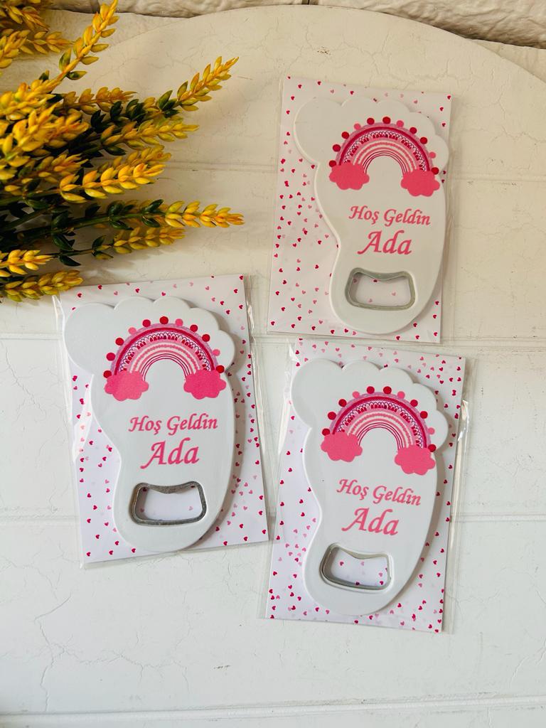 Ayak İzi Açacaklı Magnet Pembe Bohem