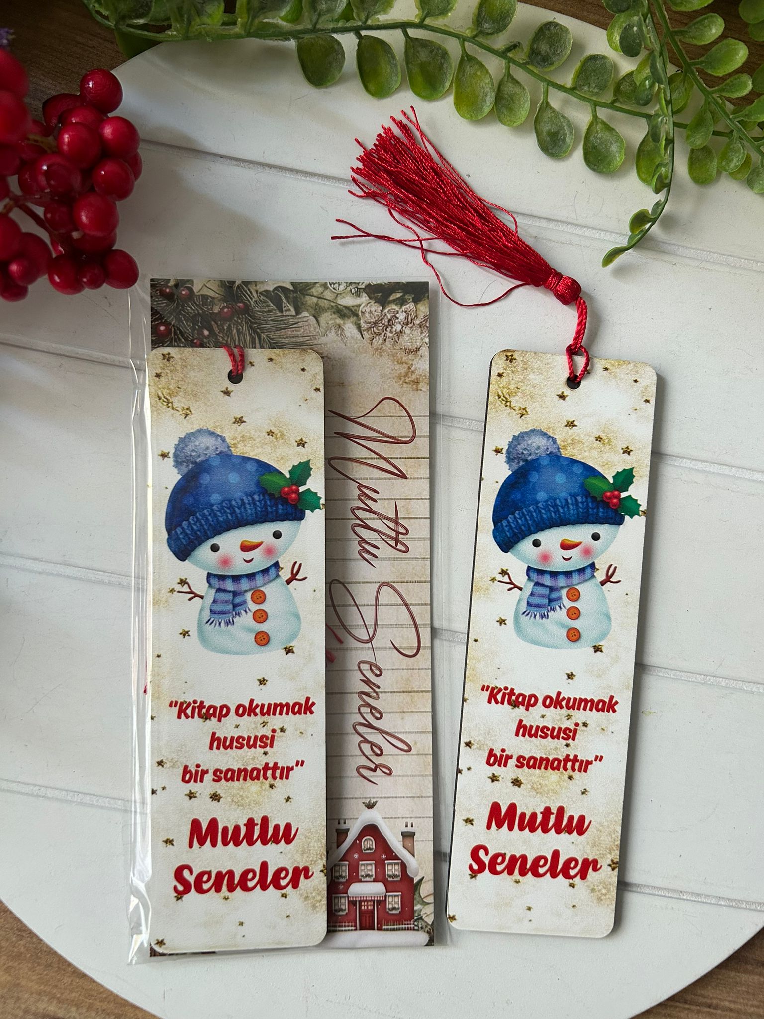 Ahşap Kitap Ayraçları -Noel Yeni Yıl Temalı
