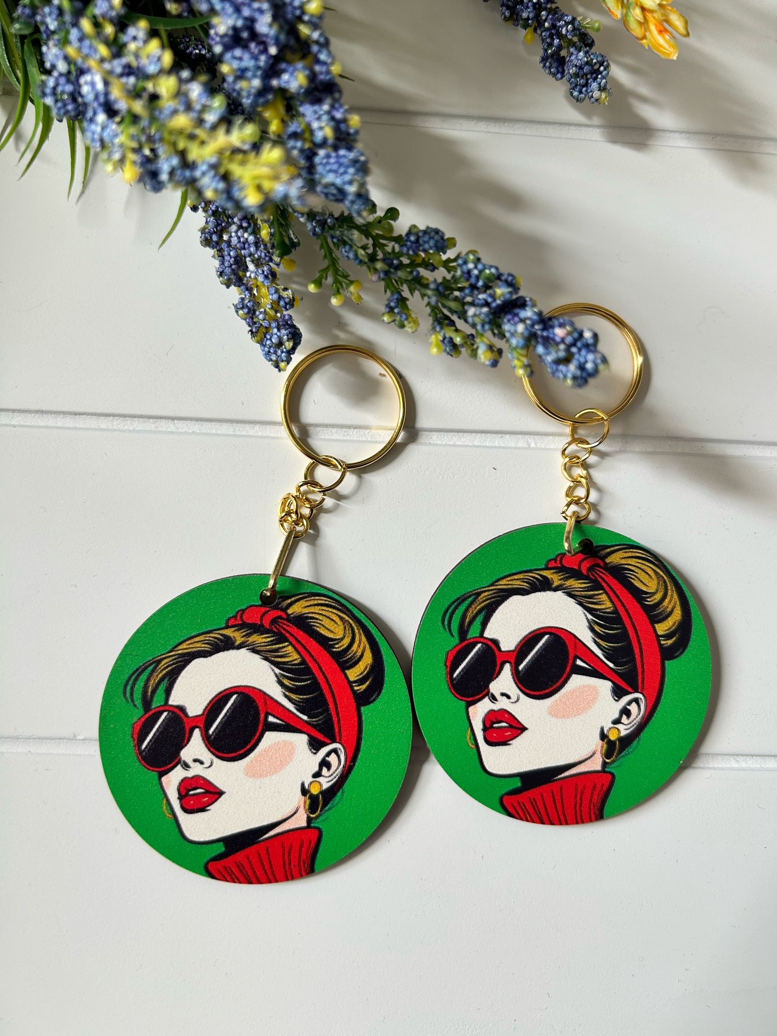Anne-Kadın-Kız Pop Art  Temalı Ahşap Anahtarlık