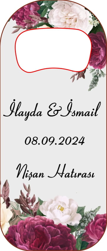 BORDO ÇİÇEK  TEMALI UZUN AÇACAKLI MAGNET