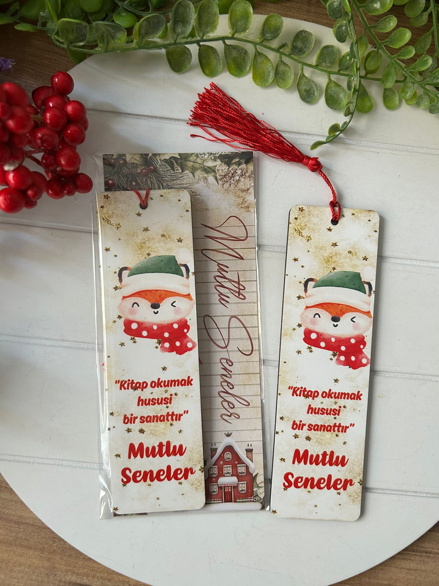 Ahşap Kitap Ayraçları -Noel Yeni Yıl Temalı