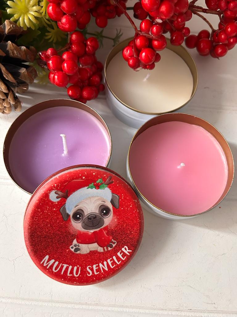 Yılbaşı-Noel-Yeni Yıl Mumlu  Mini Metal Kutu