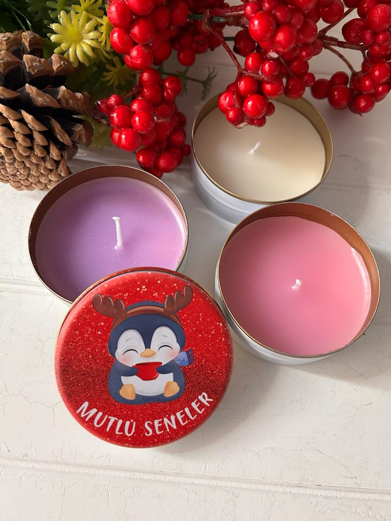 Yılbaşı-Noel-Yeni Yıl Mumlu  Mini Metal Kutu