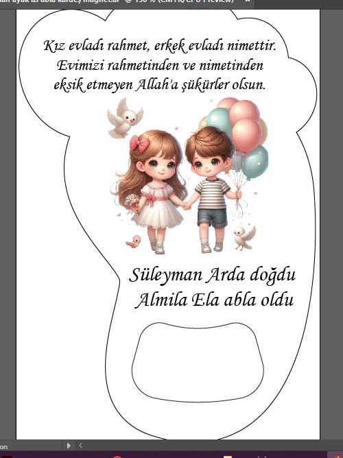 Ayak İzi Açacaklı Magnet Abla Kardeş Temalı