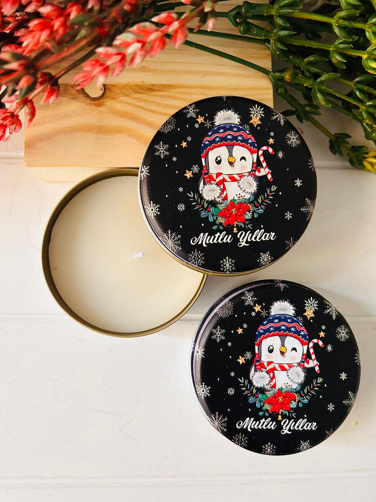 Yılbaşı-Noel-Yeni Yıl Mumlu  Mini Metal Kutu