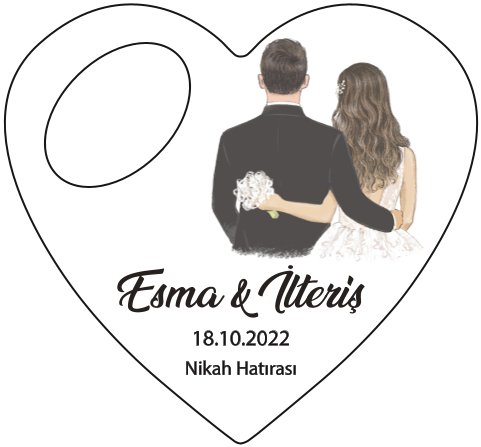 Gelin Damat Temalı Kalp Magnet