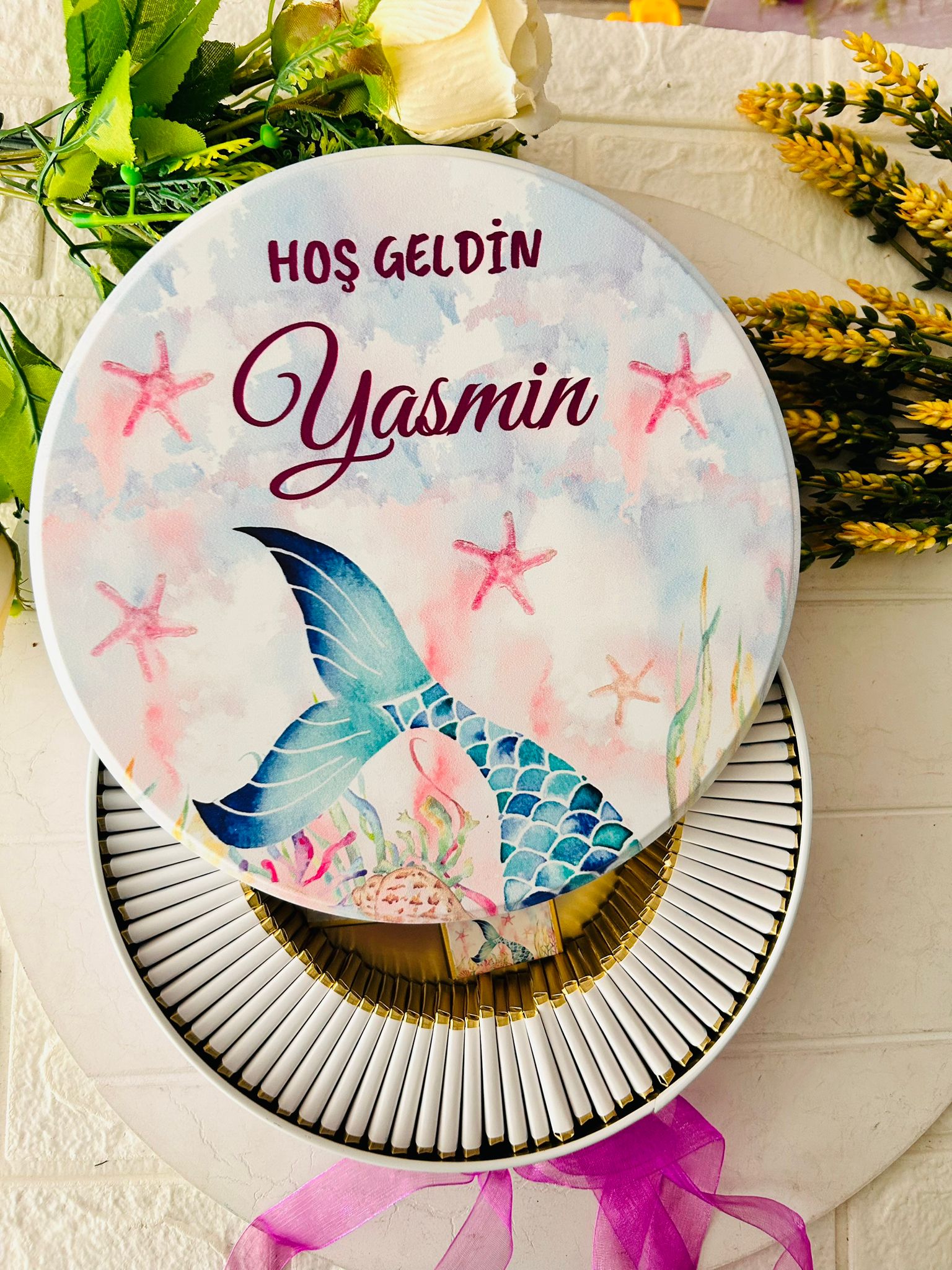 DENİZ KIZI KUYRUĞU  TEMALI  ÇİKOLATA  KUTUSU