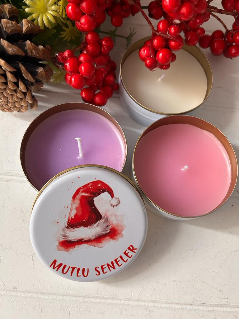 Yılbaşı-Noel-Yeni Yıl Mumlu  Mini Metal Kutu