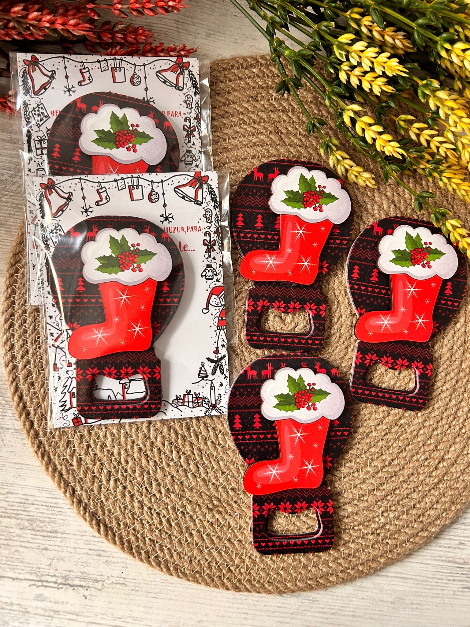 NOEL AHŞAP FİGÜRLÜ  BALON  AÇACAKLI MAGNET-ÇORAP