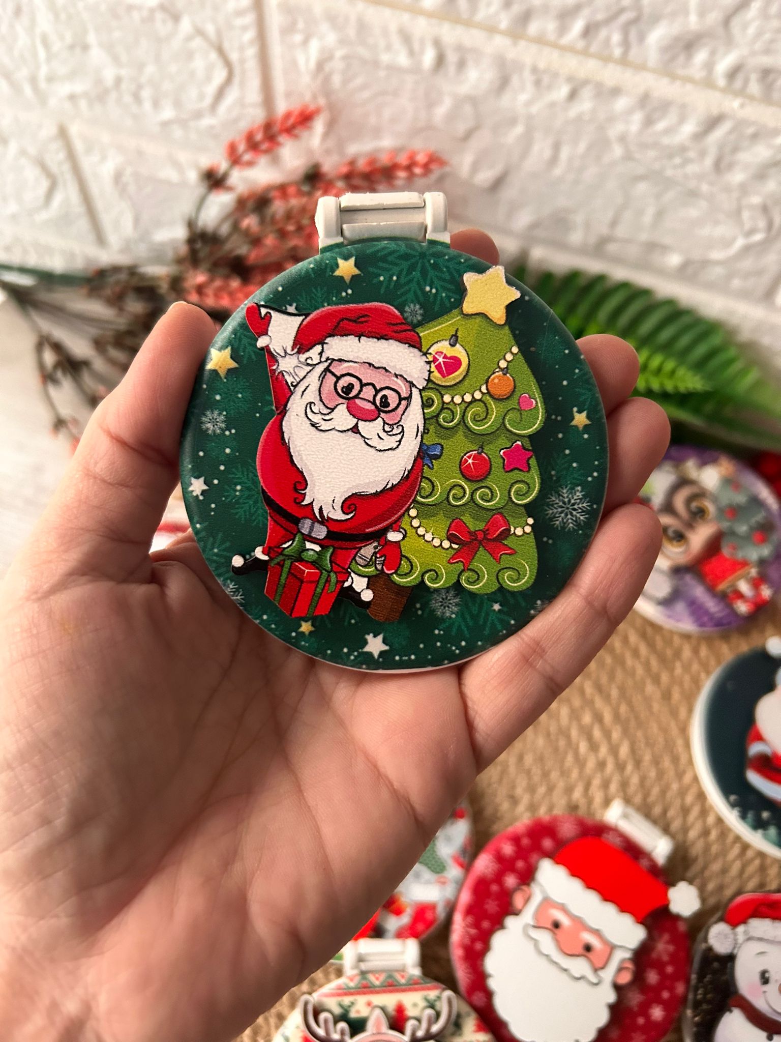 Ahşap Figürlü Ayna  Noel Baba