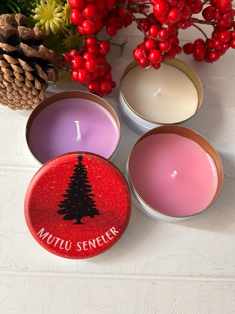 Yılbaşı-Noel-Yeni Yıl Mumlu  Mini Metal Kutu