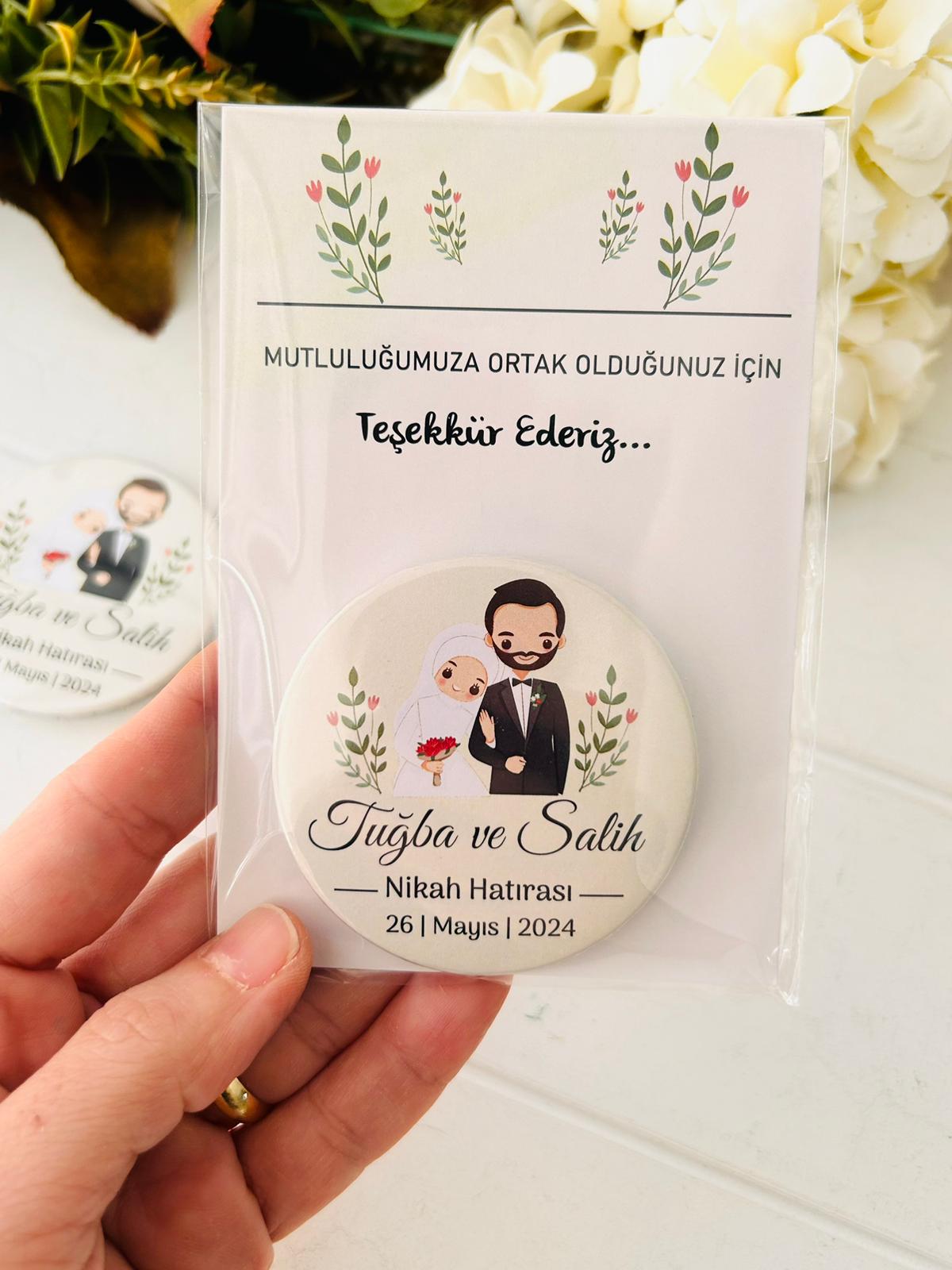 Gelin ve Damat Buton  Açacaklı Magnet