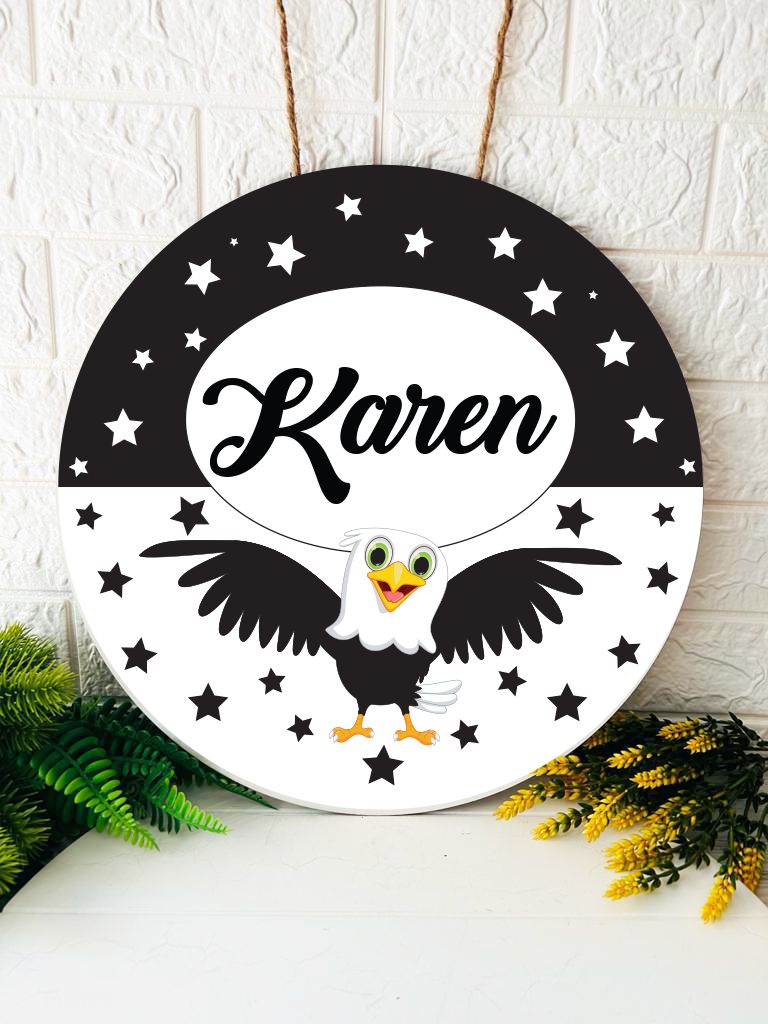 38 cm Ahşap Kapı Süsü- Kartal Temalı