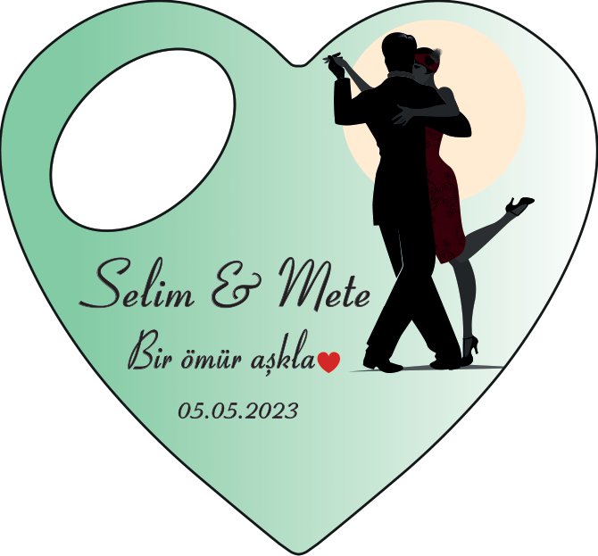 Tango  Temalı Kalp Magnet