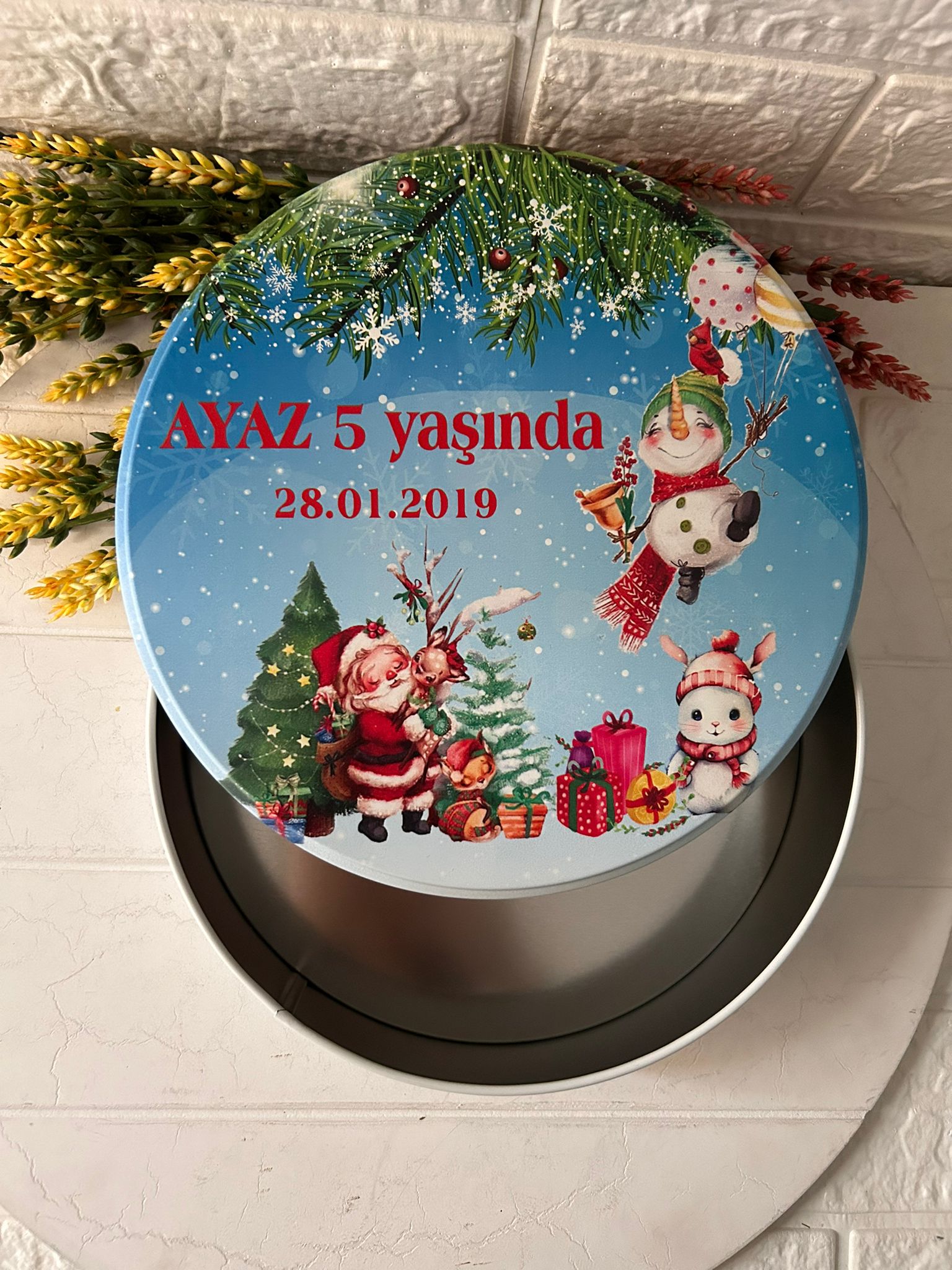 Uv Baskılı Boş Metal Kutu Noel Temalı